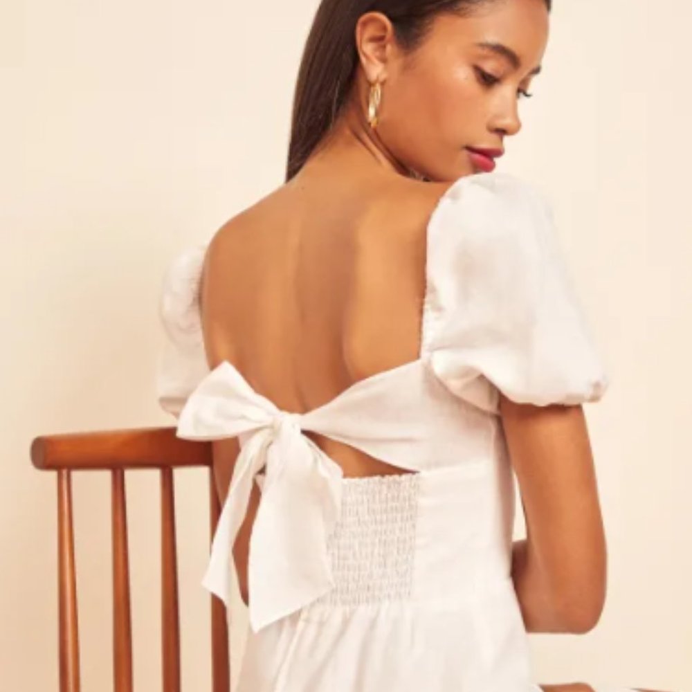 Reformation Denver Linen Dress in White